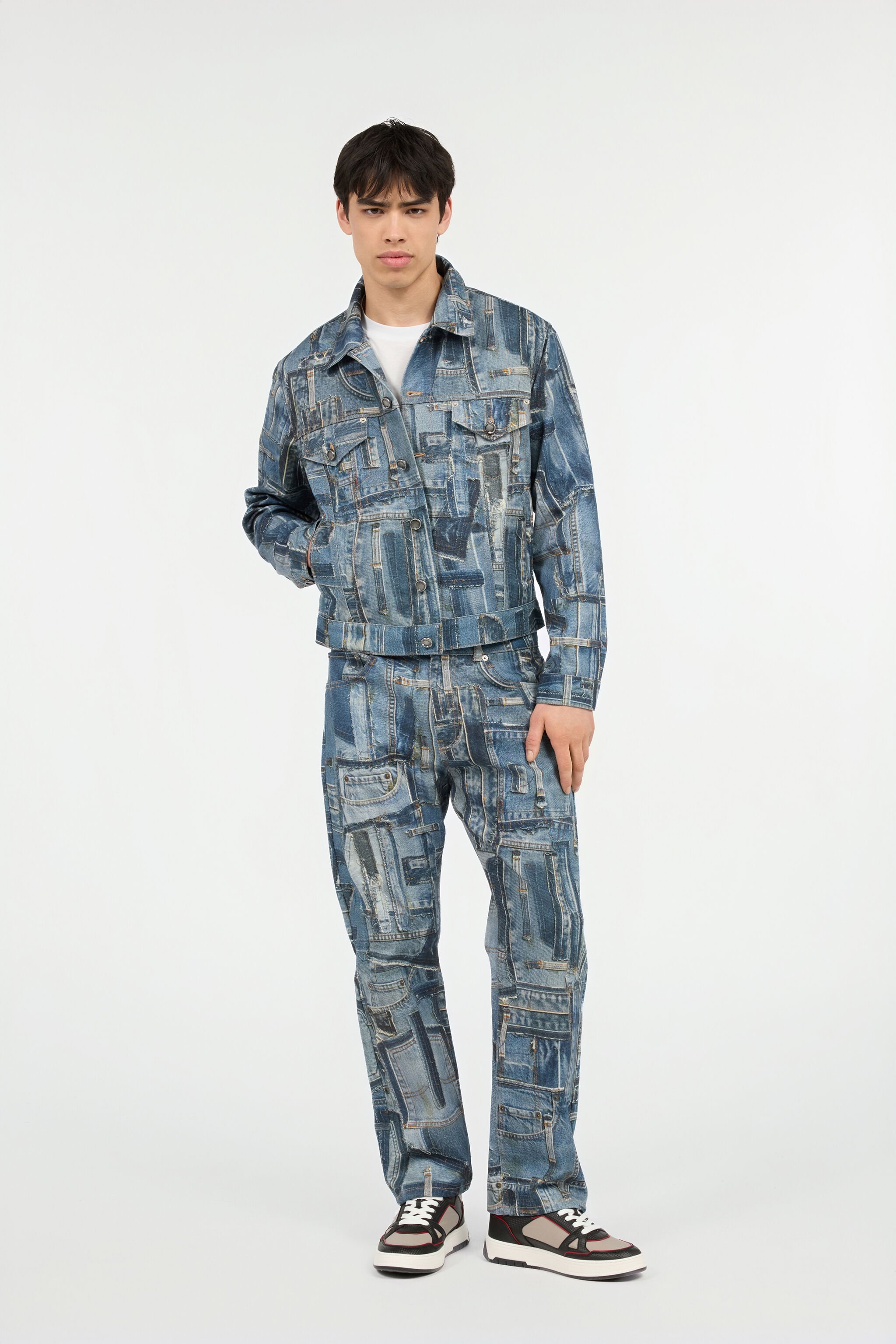 RC Patchwork-Jeansjacke der Capsule Collection Blau UMJ416-VT001