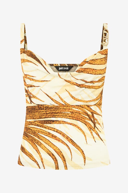 JC Golden Palm Print Top DAFFODIL WFT271-WF669