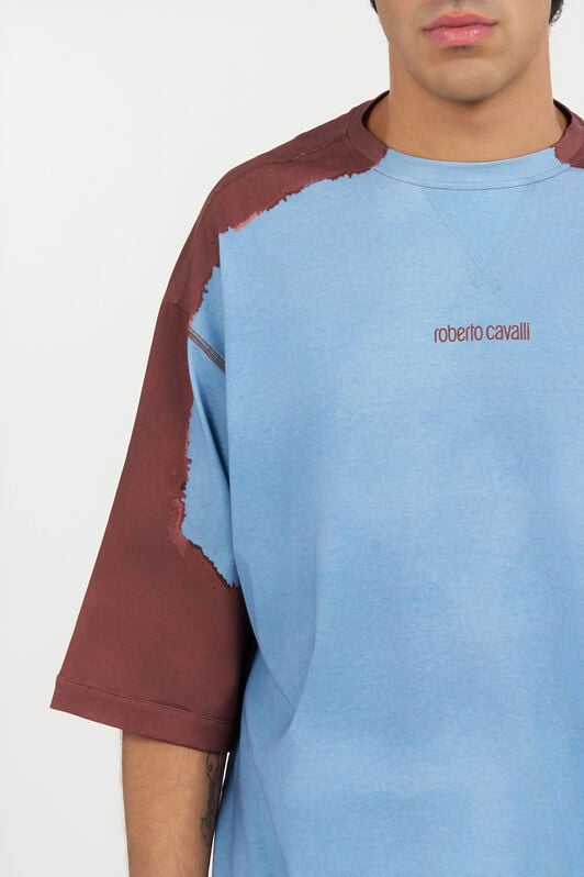 RC Light Blue Two-Tone Delavé Effect T-Shirt ENDLESS SKY WNT62D-JD060