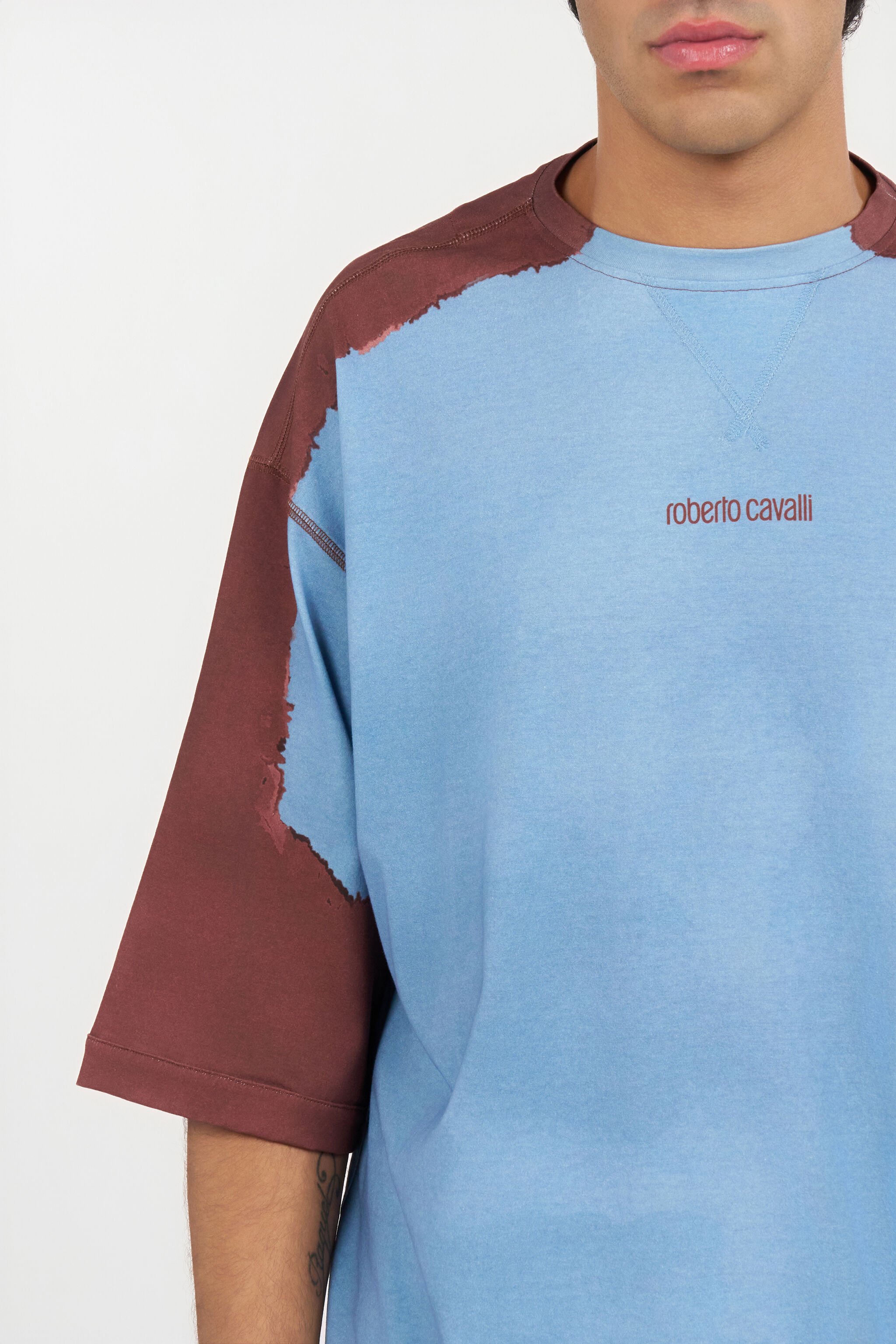 RC Light Blue Two-Tone Delavé Effect T-Shirt ENDLESS SKY WNT62D-JD060