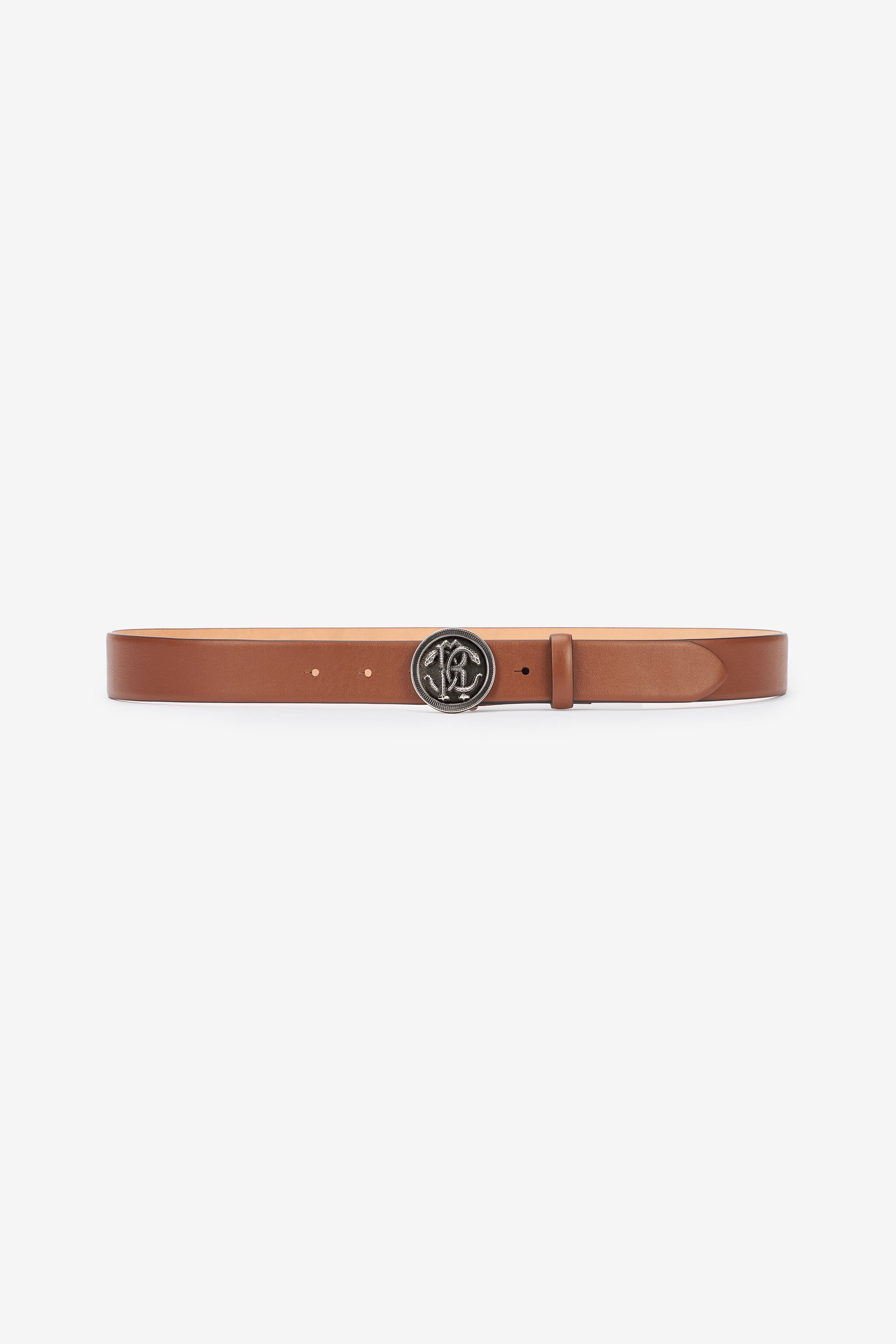 RC Solid-Color Belt With Mirror Snake Monogram Brown TRC003-PZC24