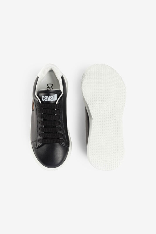 JU Animalier Patchwork-Print Appliqué Sneakers Black/White OJS096-PN003