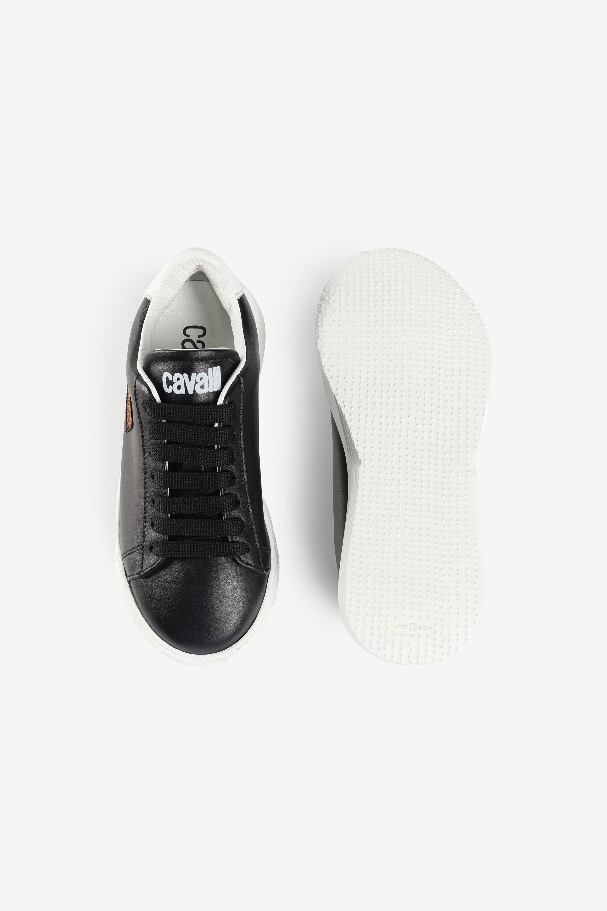 JU Animalier Patchwork-Print Appliqué Sneakers Black/White OJS096-PN003