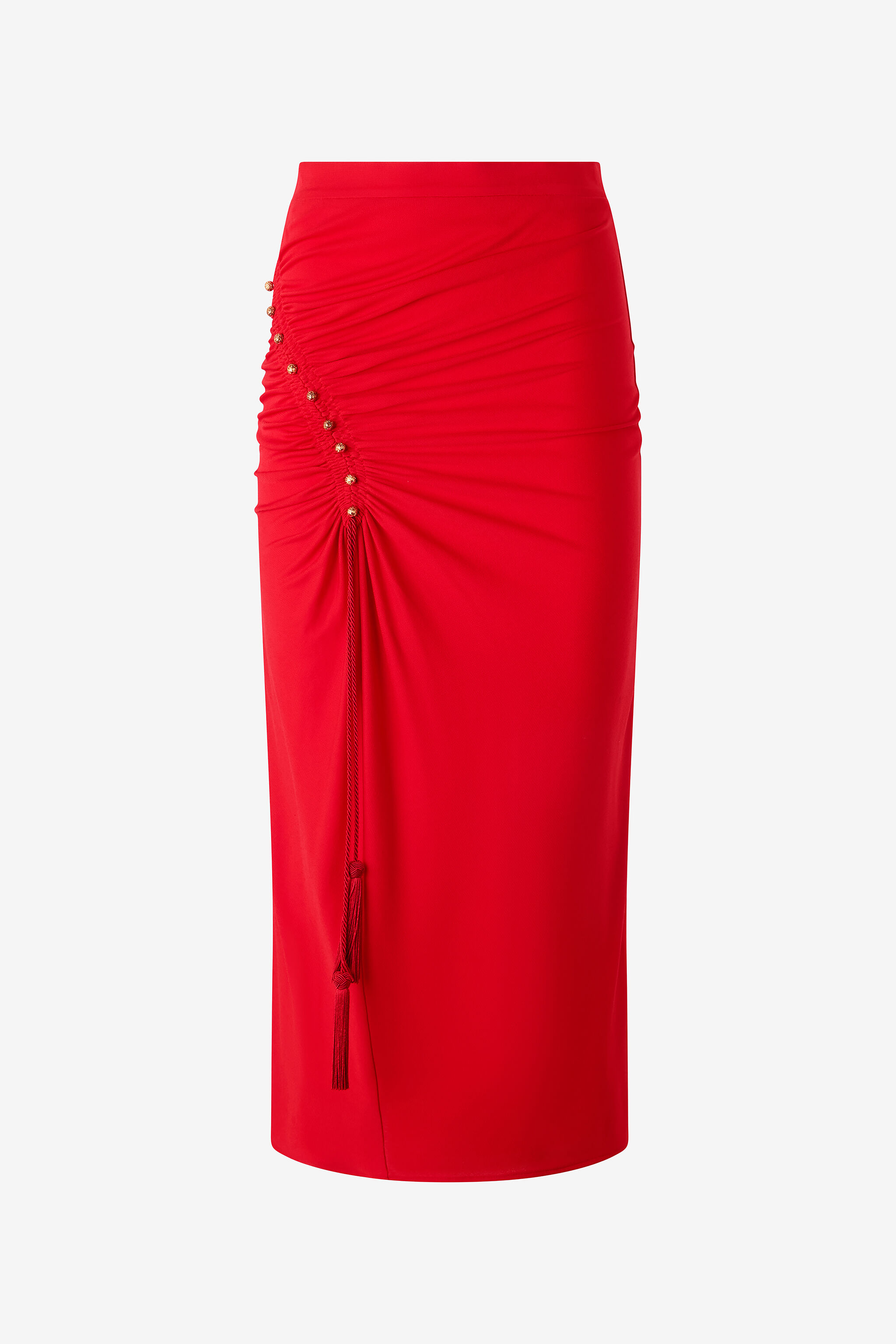 RC Midi Skirt with Gathered Detail Red VQT307-JE034