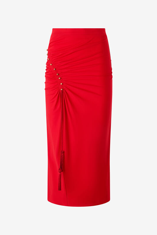 RC Midi Skirt with Gathered Detail RC Midi Skirt with Gathered Detail Red VQT307-JE034