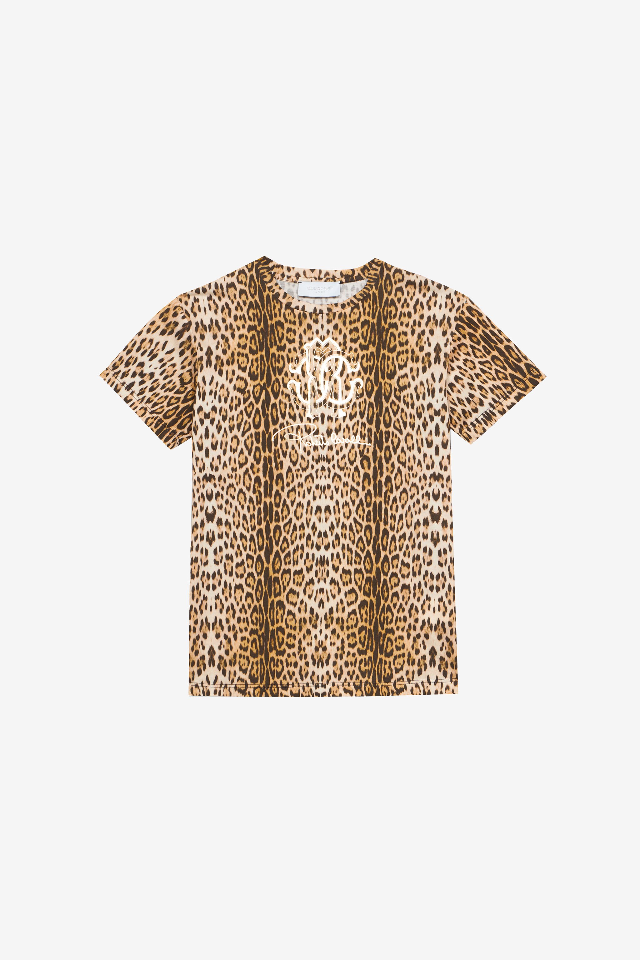 JU Camiseta Con Estampado Piel De Jaguar Marrón claro UJT62D-JFO52