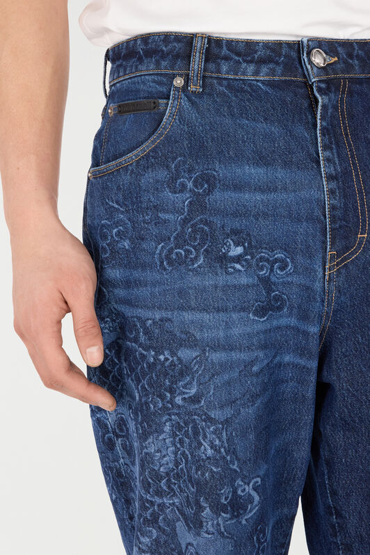 RC Jeans with Dragon and Floral Motif RC Jeans with Dragon and Floral Motif Dark blue VRJ213-VT002