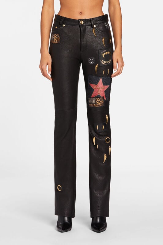 RC Pantaloni in pelle con decorazioni RC Pantaloni in pelle con decorazioni Nero NQP201-PN002