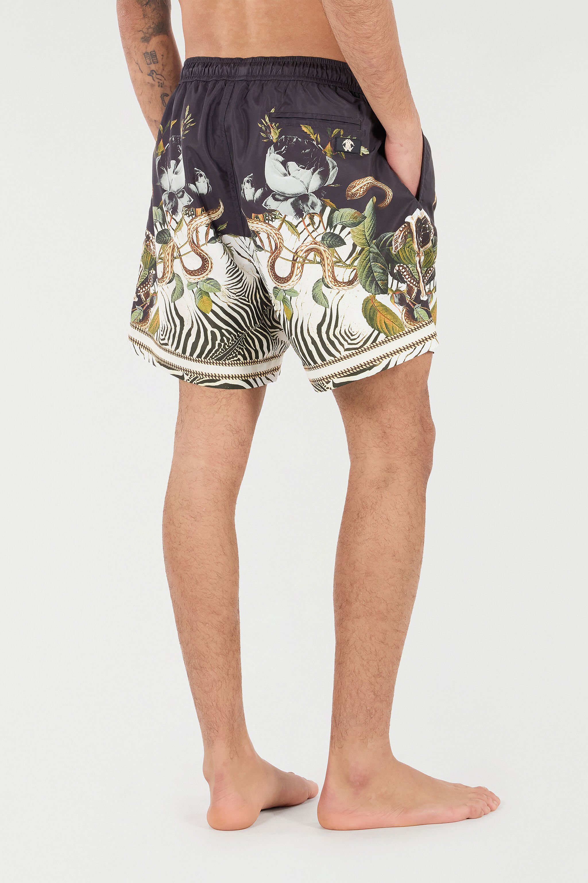 RC Badeshorts Mit Print Animalier Und Fang Schwarz/Weiß URH00S-5RN71