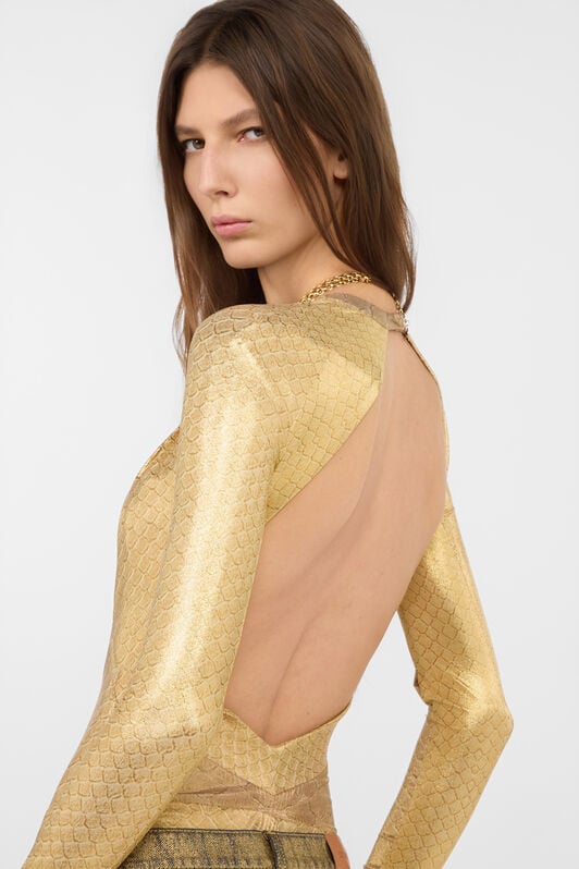 RC Golden Beige Bodysuit with Scale Print BEIGE/GOLD WWT604-OOS31