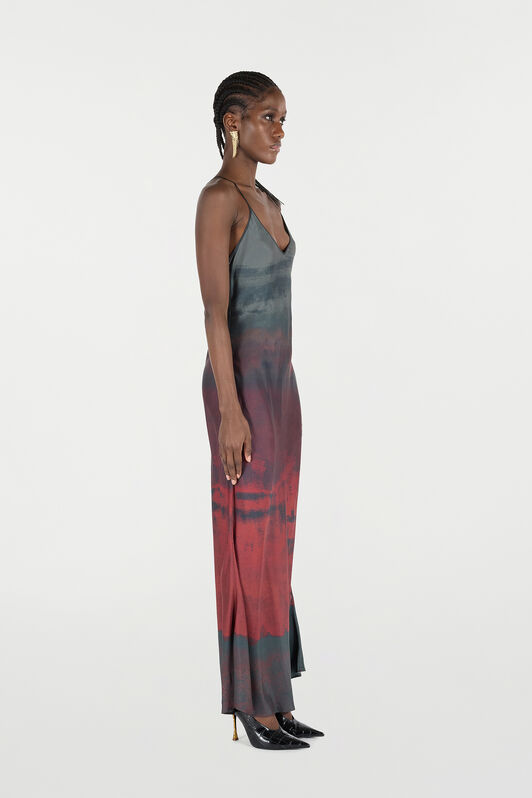 RC Slip-Style Long Dress with Garment-Dyed Effect RC Slip-Style Long Dress with Garment-Dyed Effect Negro/Rojo VQT102-4QP69