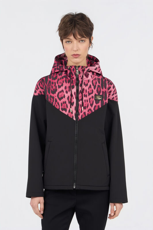 CL Blouson Bomber à Capuche en Imprimé Léopard CL Blouson Bomber à Capuche en Imprimé Léopard Black/pink RXT40J-SB001