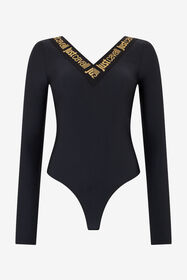 JC Schwarzer Enganliegender Body mit Logo BLACK RKT921-RK428