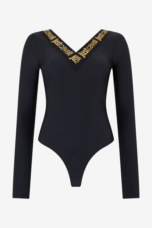 JC Black Fitted Bodysuit with Logo BLACK RKT921-RK428