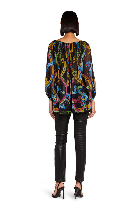 RC Ophelia-Print Silk Top BLACK LQT712-GFZ37