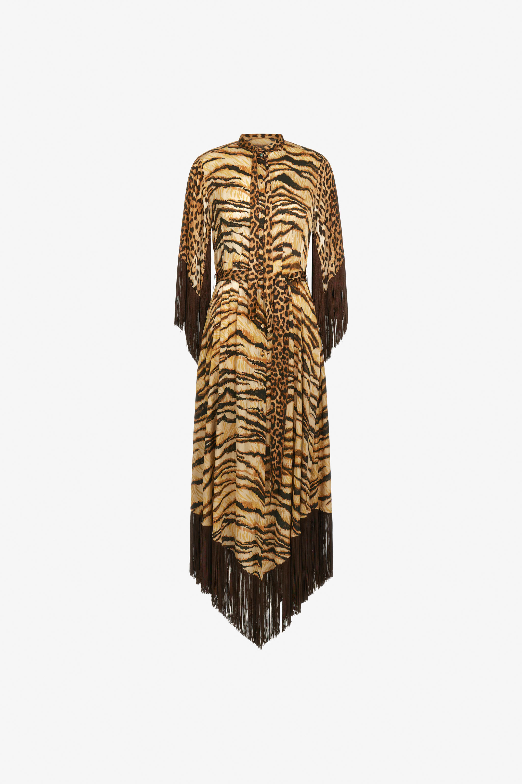 RC Leopard-print fringe dress Hellbraun RKT121-SZH36