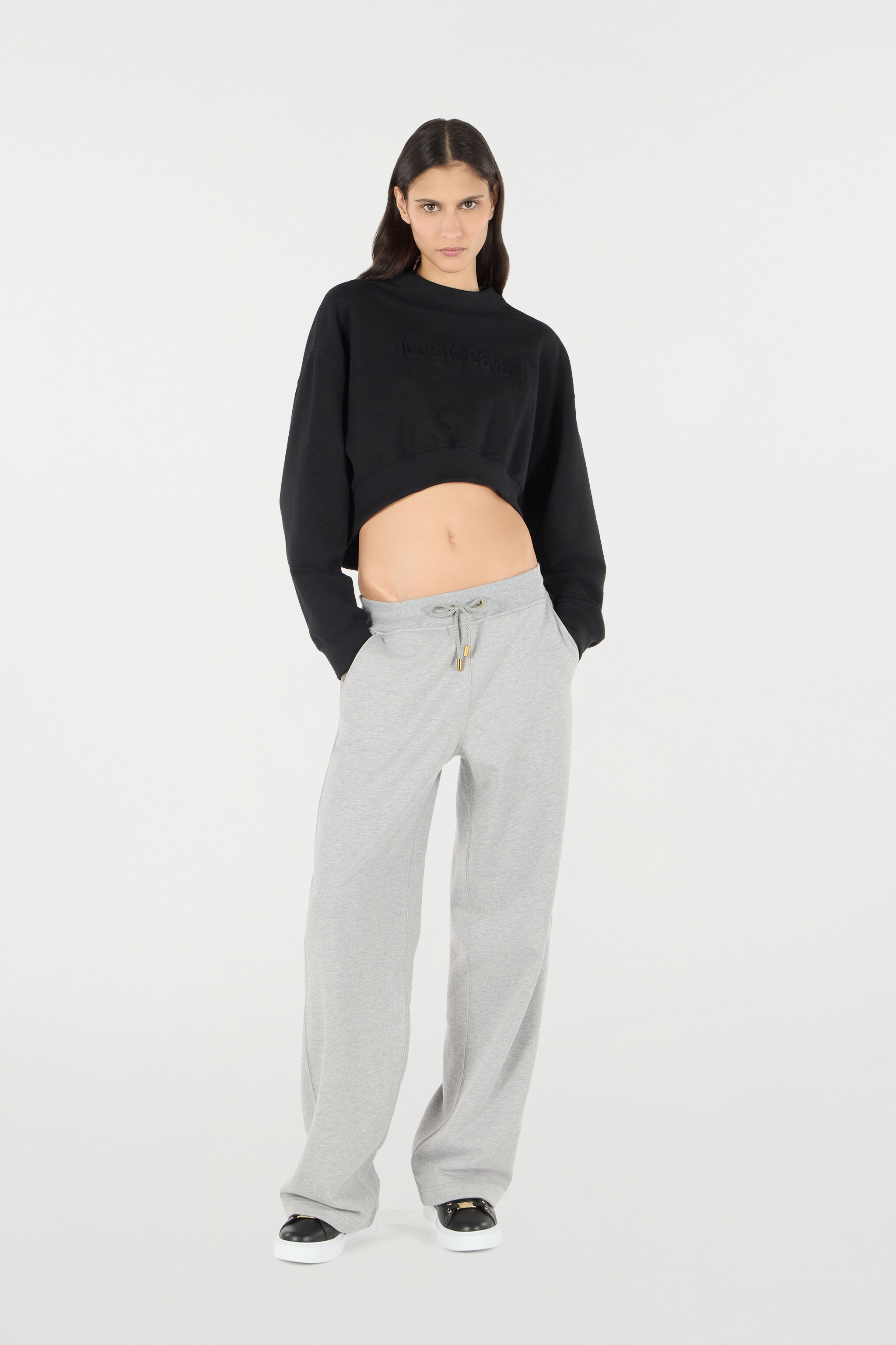 RC Cropped Sweatshirt With Logo Black UKT66A-CF057