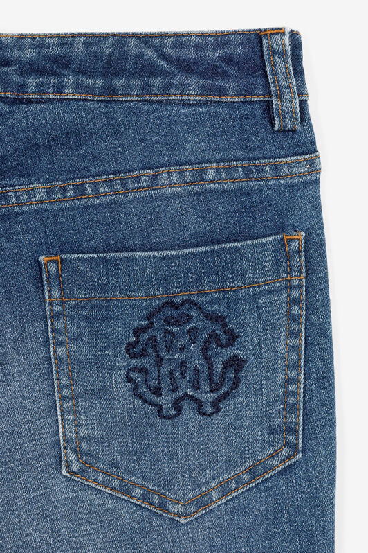 JU RC Monogram-Embroidered Jeans Dark blue QJJ204-DS015
