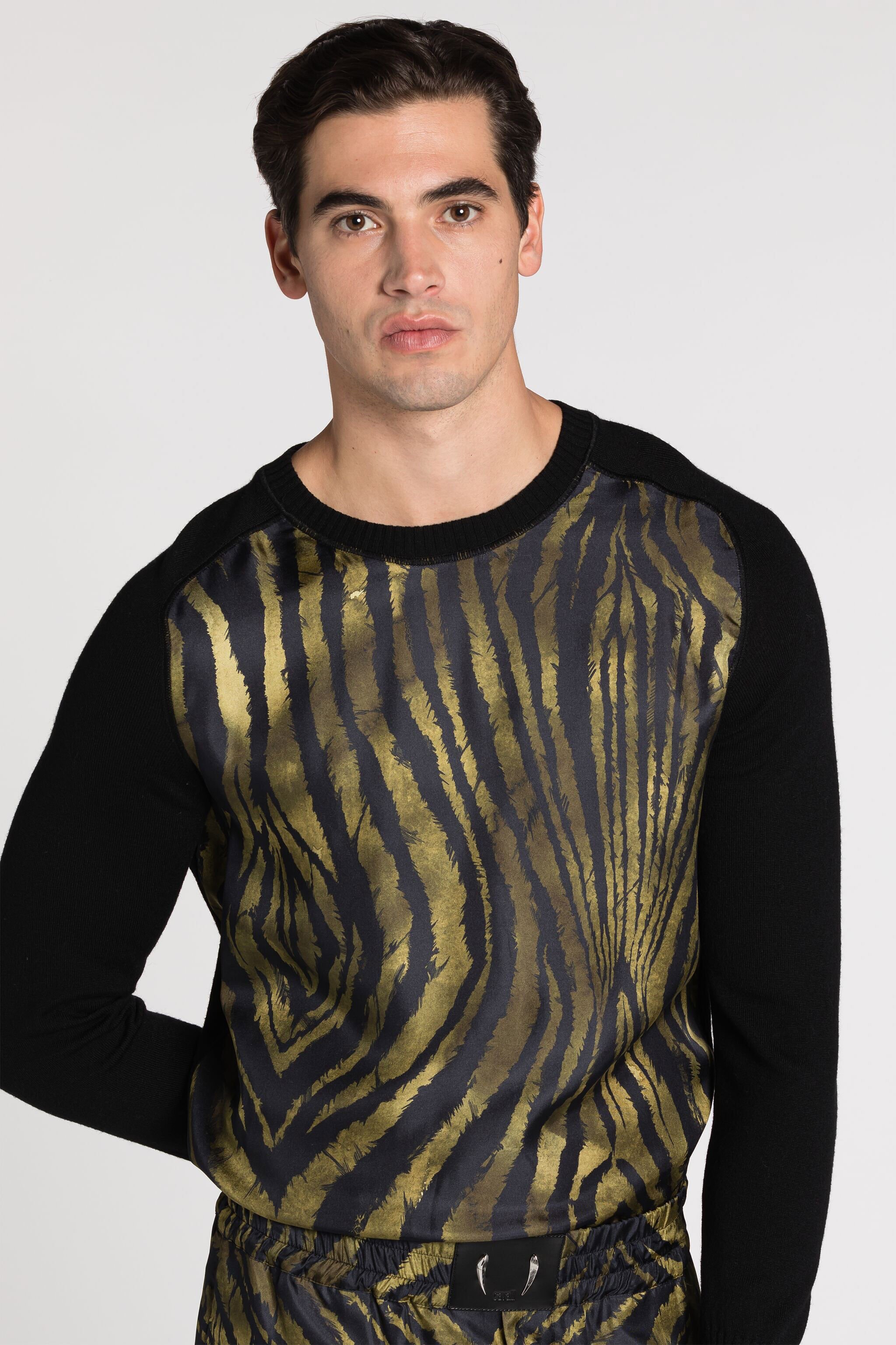 RC Freedom-Print Panelled Sweater Dark green/Black RRM622-MW001