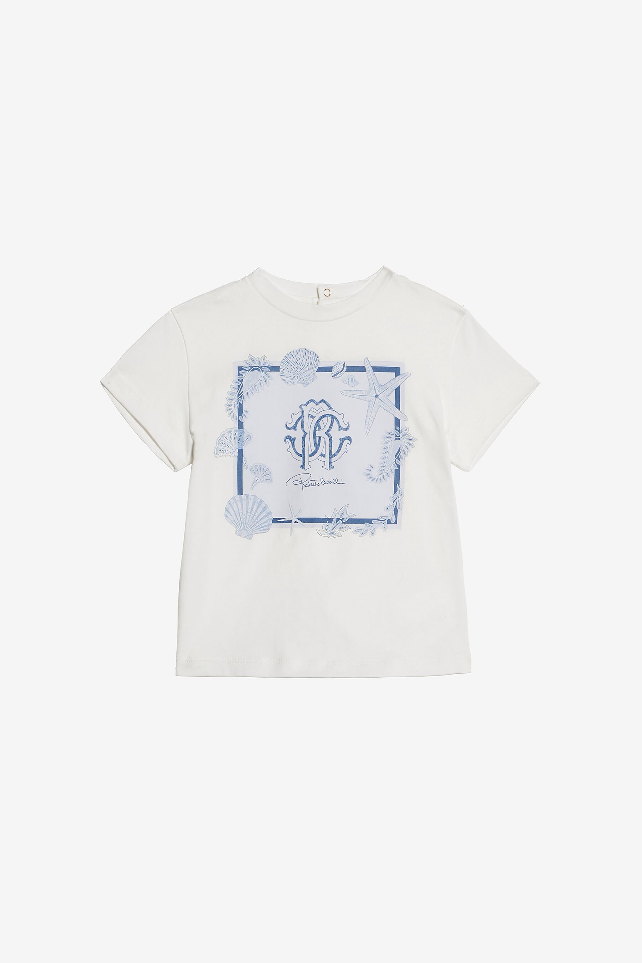 JU T-Shirt Con Stampa Marina E Monogram RC Bianco UJT603-JD001