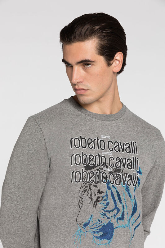 RC Logo And Tiger-Print Sweatshirt Gray JST65D-CF054