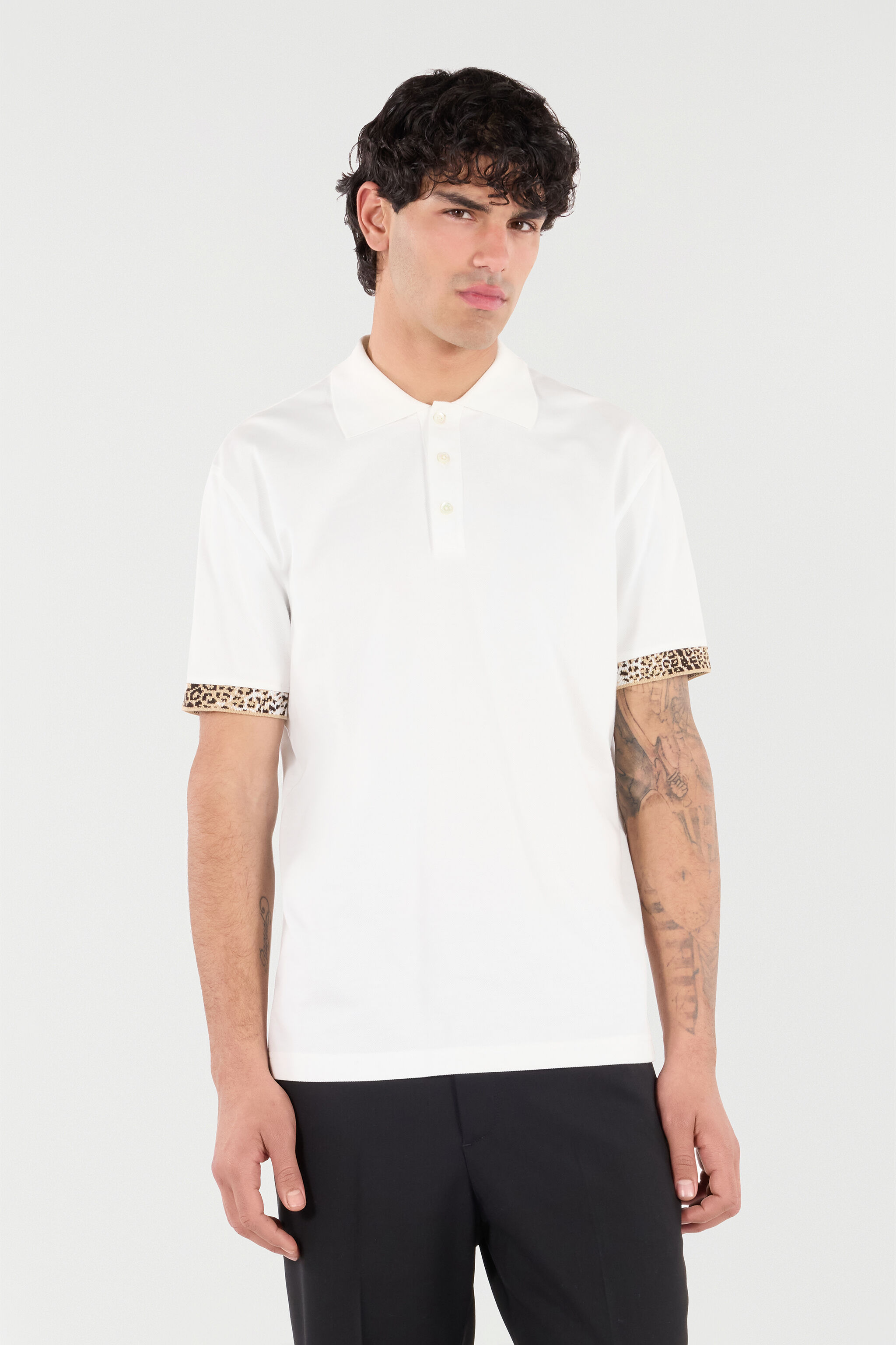RC Polo Shirt with Jaguar Skin Details White VRT64A-KB002