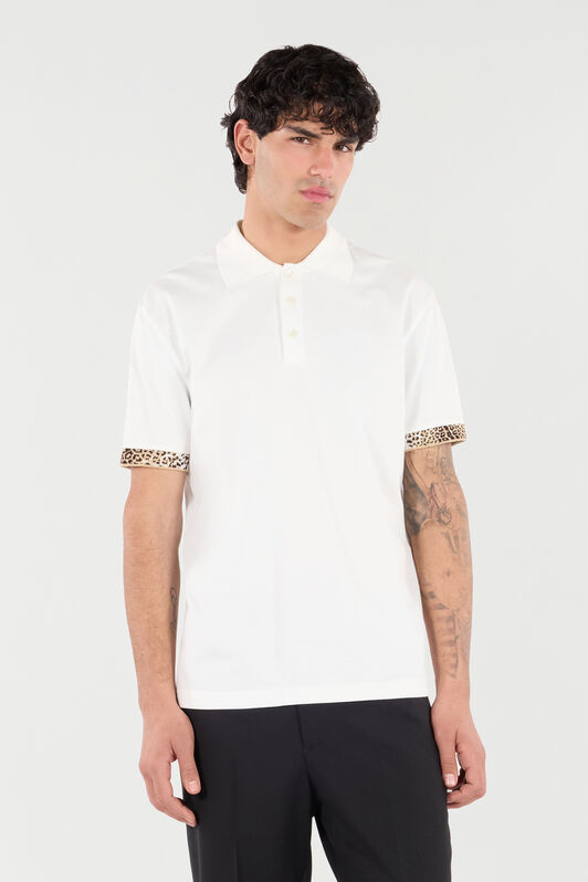 RC Polo Shirt with Jaguar Skin Details RC Polo Shirt with Jaguar Skin Details White VRT64A-KB002
