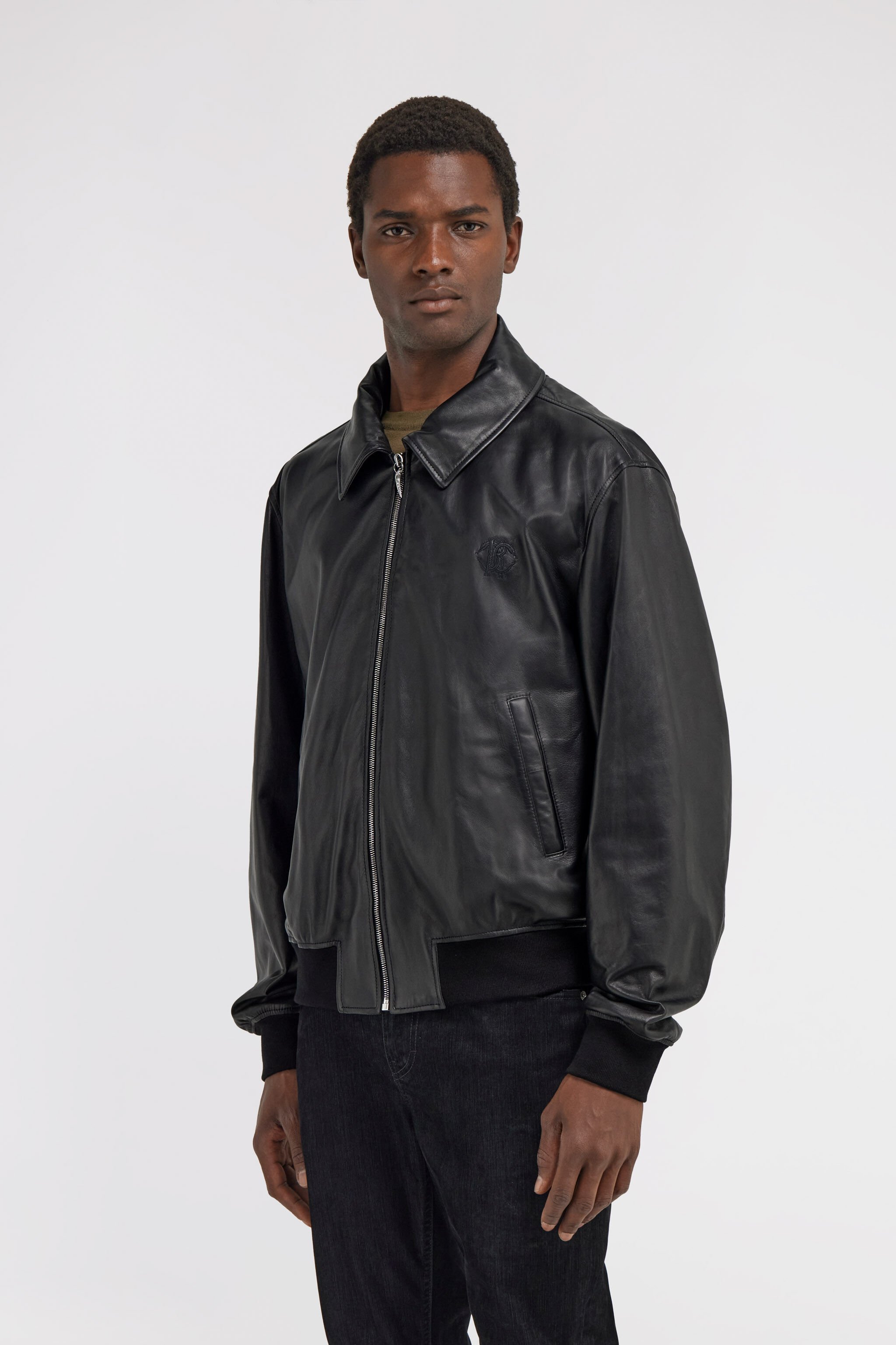 RC Lederbomberjacke Schwarz SRP400-PN504