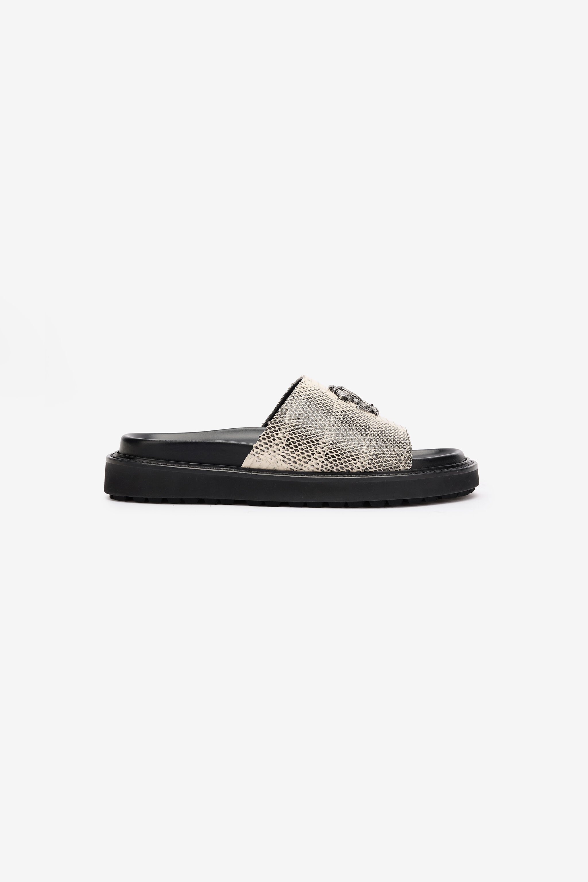 RC Slides With Cobra Print And Mirror Snake Monogram Black/White URS031-PZU07