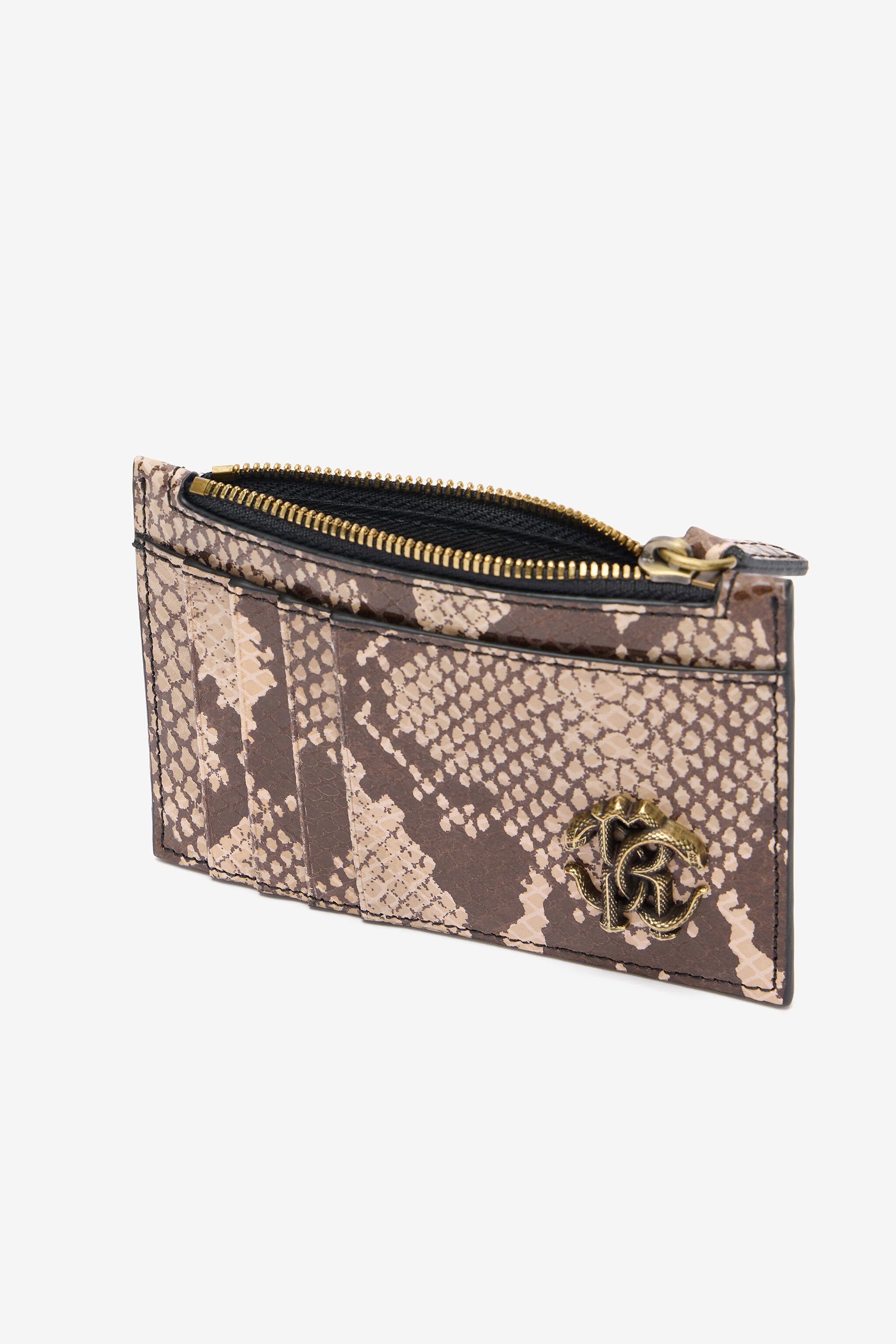 RC Python Print Zipped Card Holder ROCK BEIGE QOA00E-PZO36