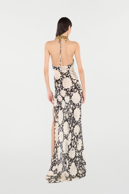 RC Slip-Style Long Dress with Floral Print RC Slip-Style Long Dress with Floral Print Noir/Blanc VQT141-CTP71