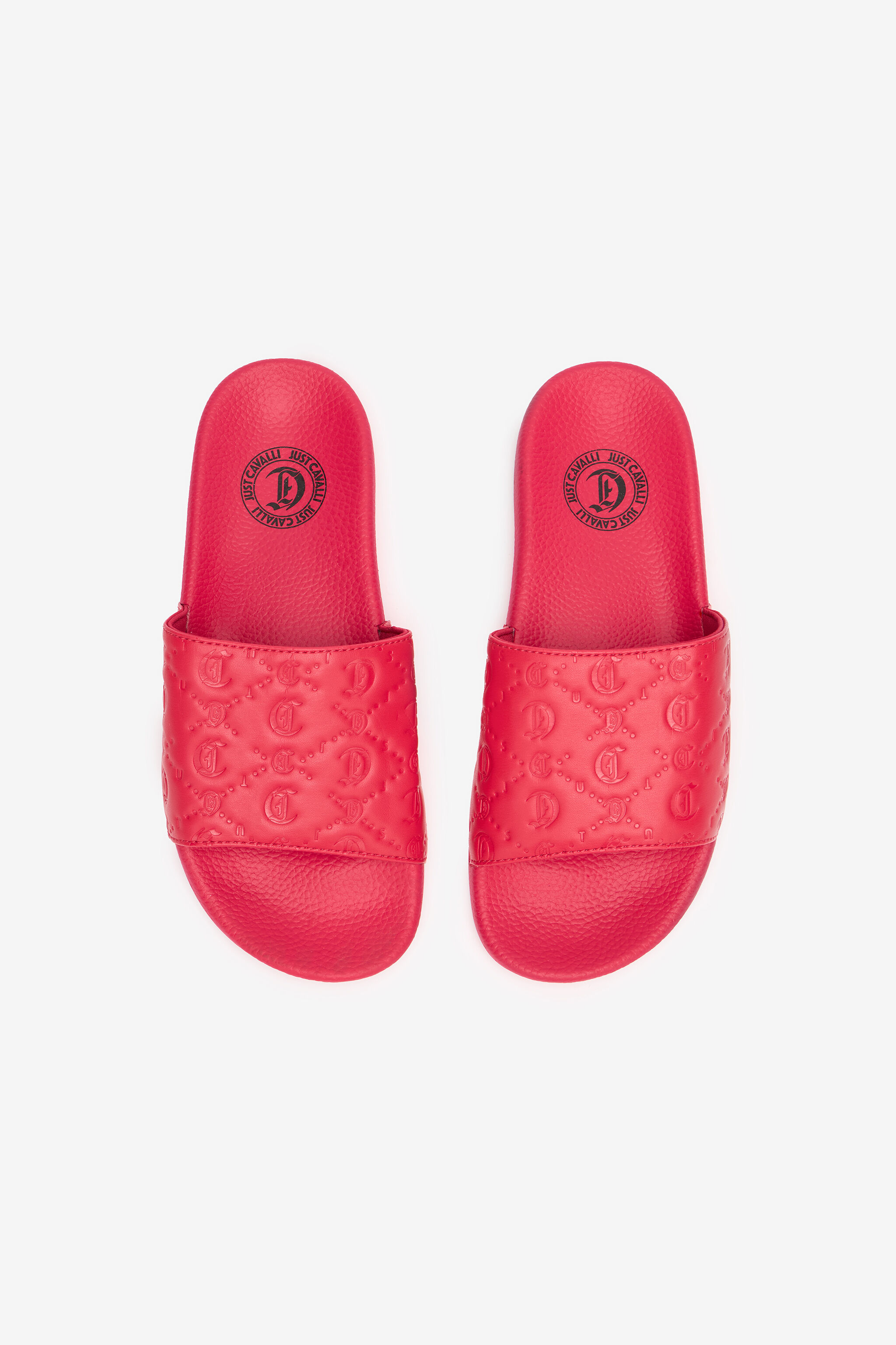 JC Sliders With Diamond Pattern And JC Monogram Fuchsia UFS045-UF367