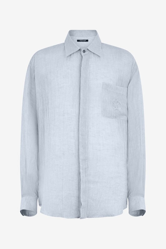 RC Linen Shirt with Embroidered Pocket LIGHT BLUE WNT722-LG007