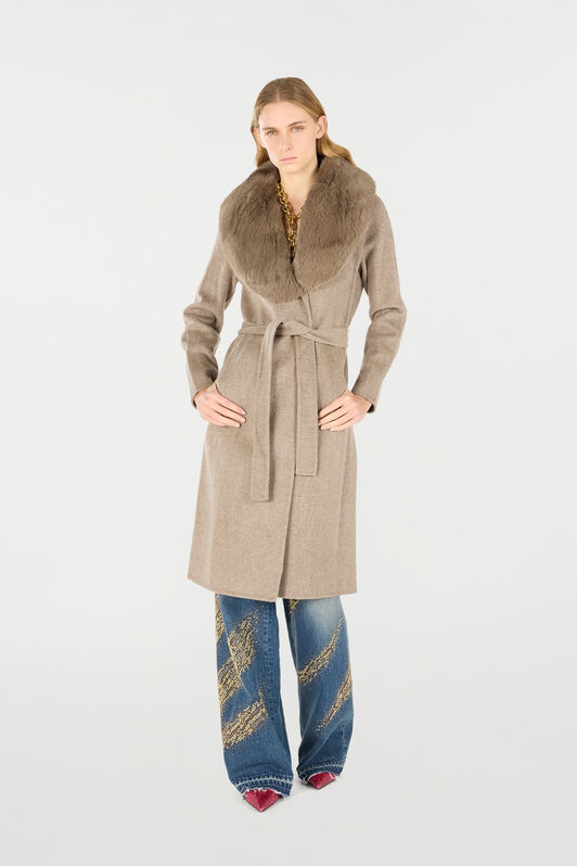 RC Cappotto Marrone in Lana e Cashmere TORTORA MELANGE OOT50B-WH016