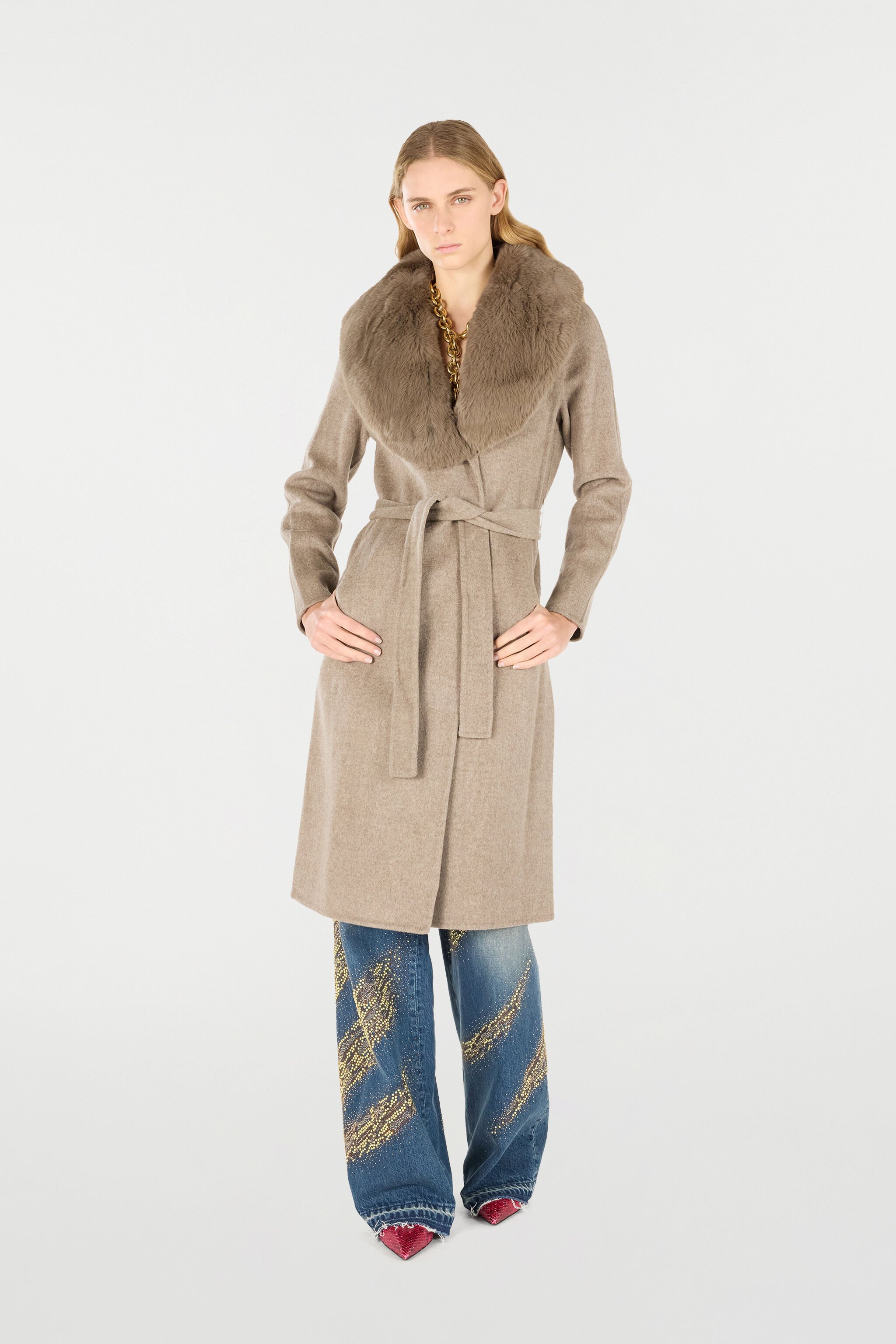 RC Cappotto Marrone in Lana e Cashmere TORTORA MELANGE OOT50B-WH016