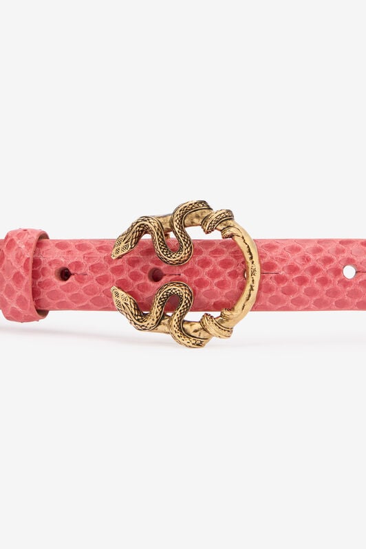 RC Pink Leather Belt With Snake Buckle RC Pink Leather Belt With Snake Buckle PINK WKC002-PA001