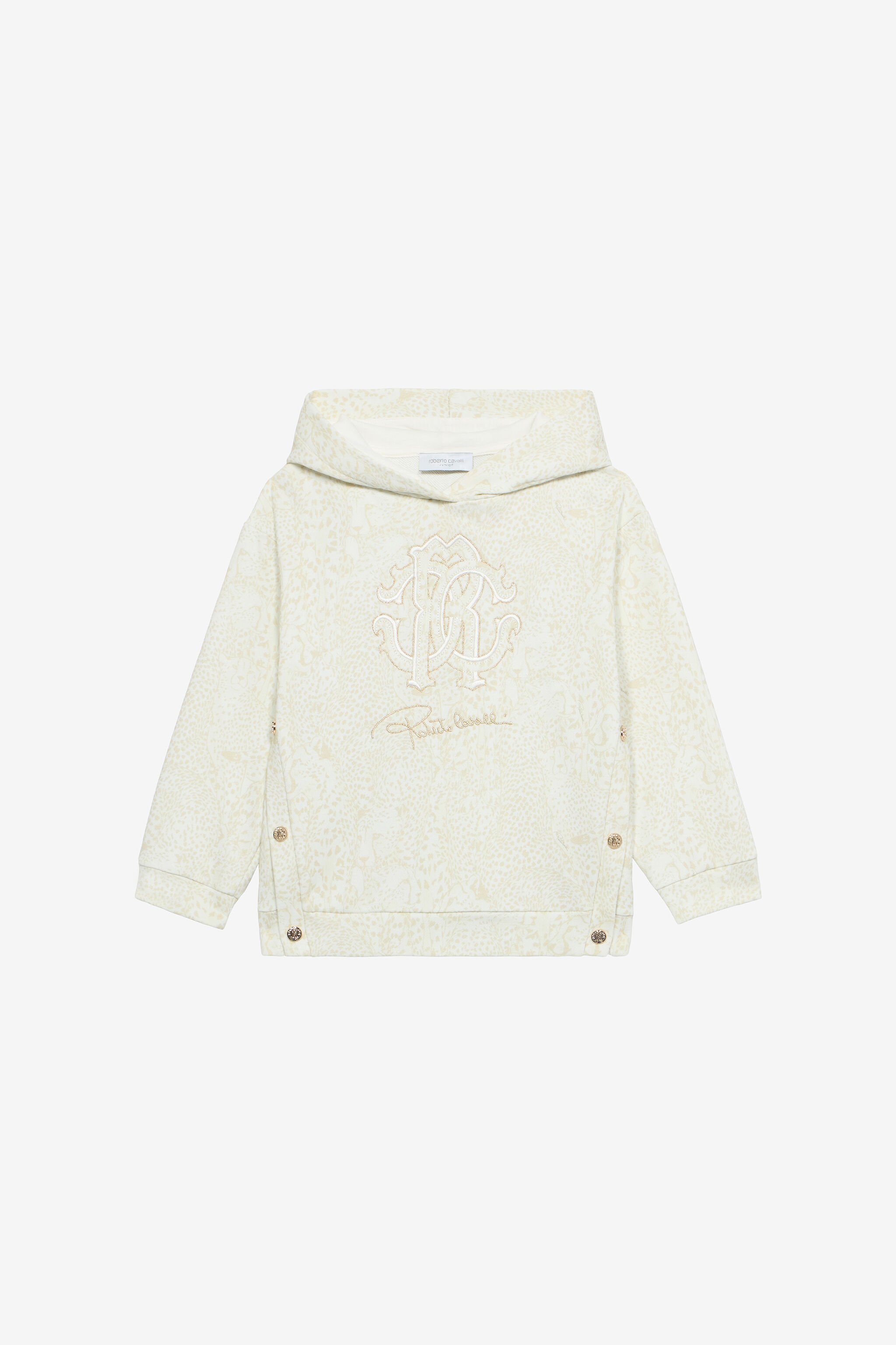 JU Hooded Sweatshirt With Cheetah Print Ivory UJT69G-5OO35
