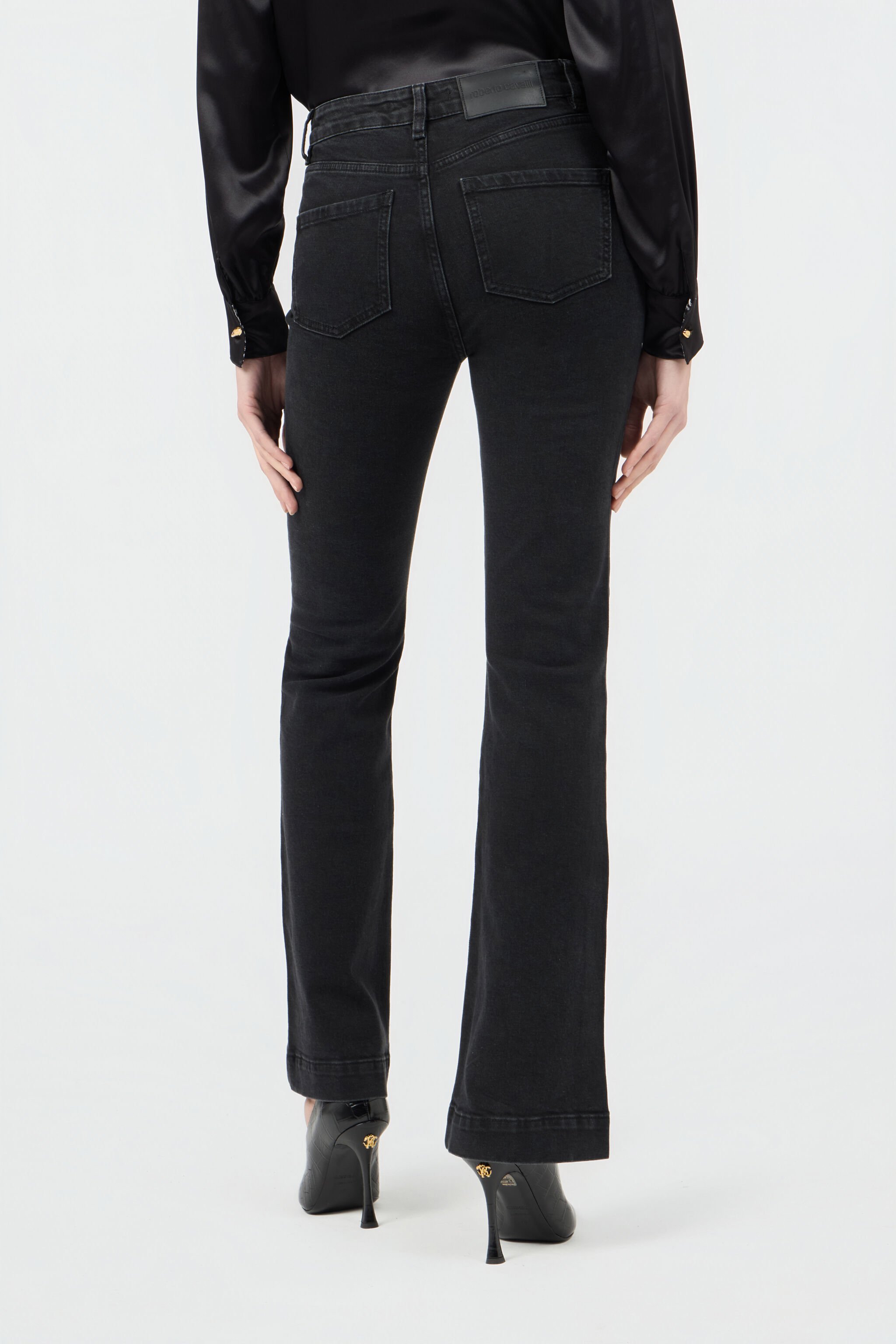 RC Jeans Flared Black With Floral Embroidery BLACK SOJ20J-DL001