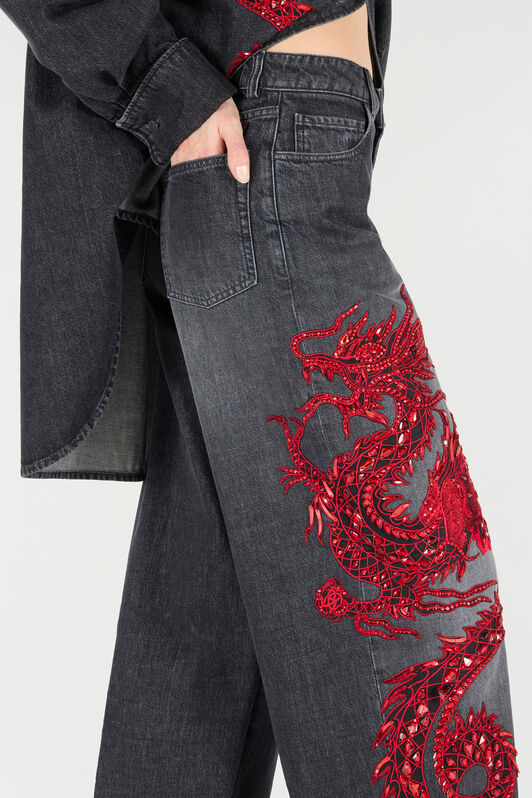 RC Jeans Con Ricamo E Paillettes RC Jeans Con Ricamo E Paillettes Nero/Rosso VQJ251-DN001