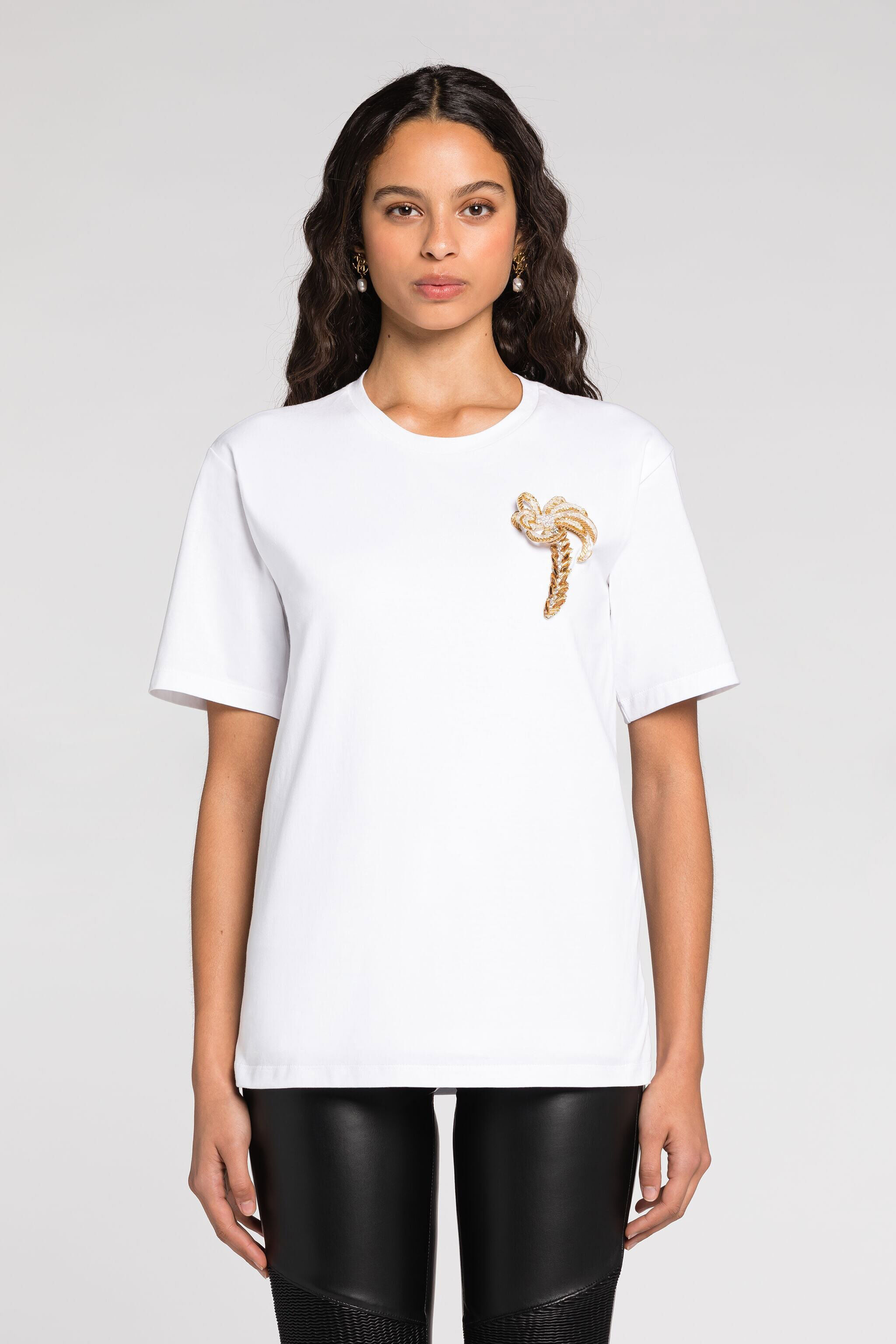 RC T-Shirt mit Palmen-Applikation Weiß QWT607-JD061
