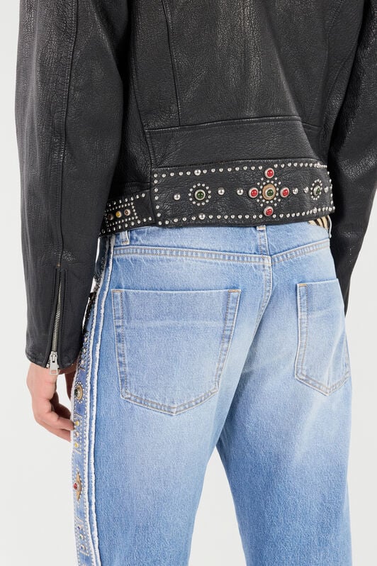 RC Leather Biker Jacket with Studs and Stones RC Leather Biker Jacket with Studs and Stones Black VRP874-PM040