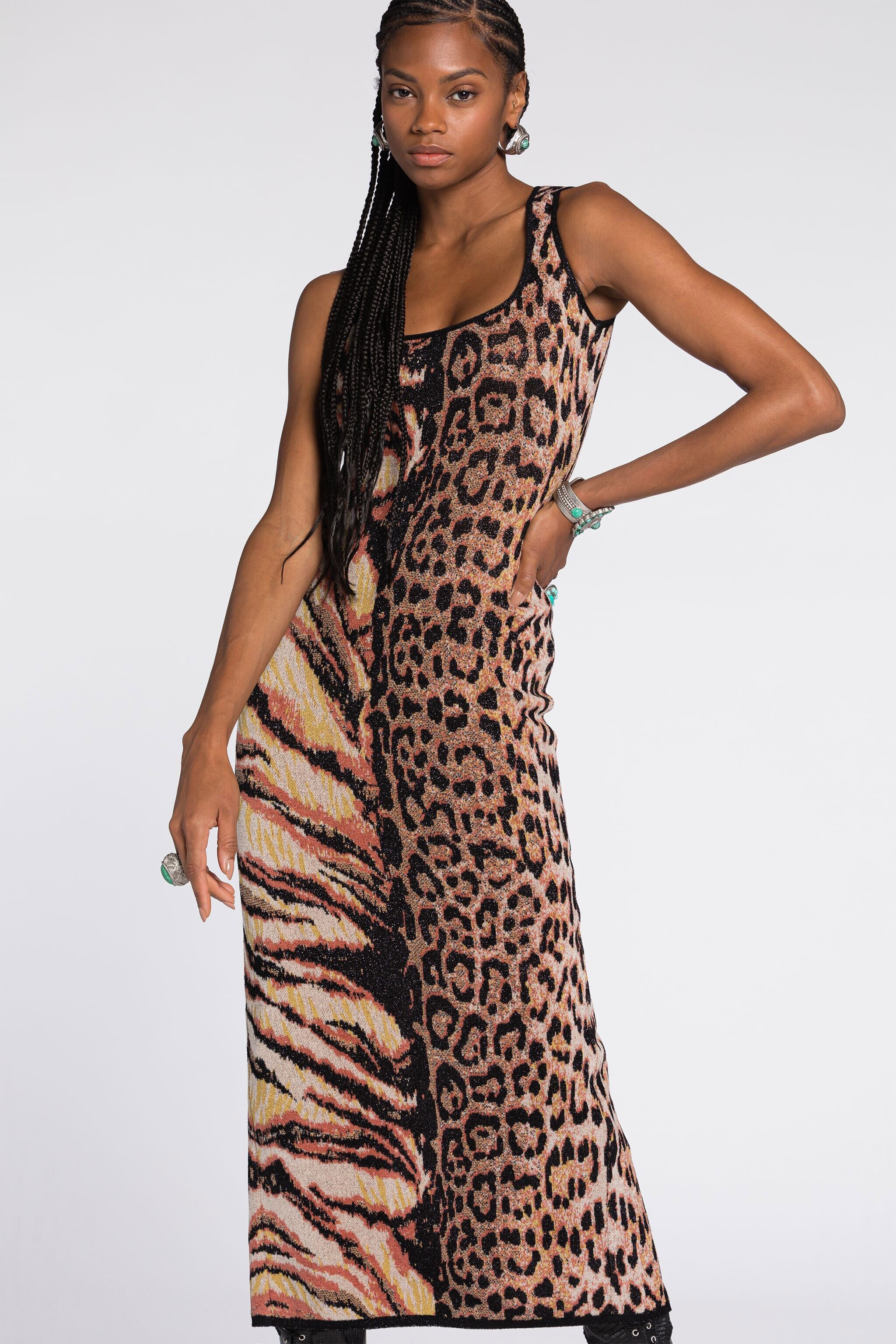 RC Kleid mit Animal-Print Braun RKM100-MI150