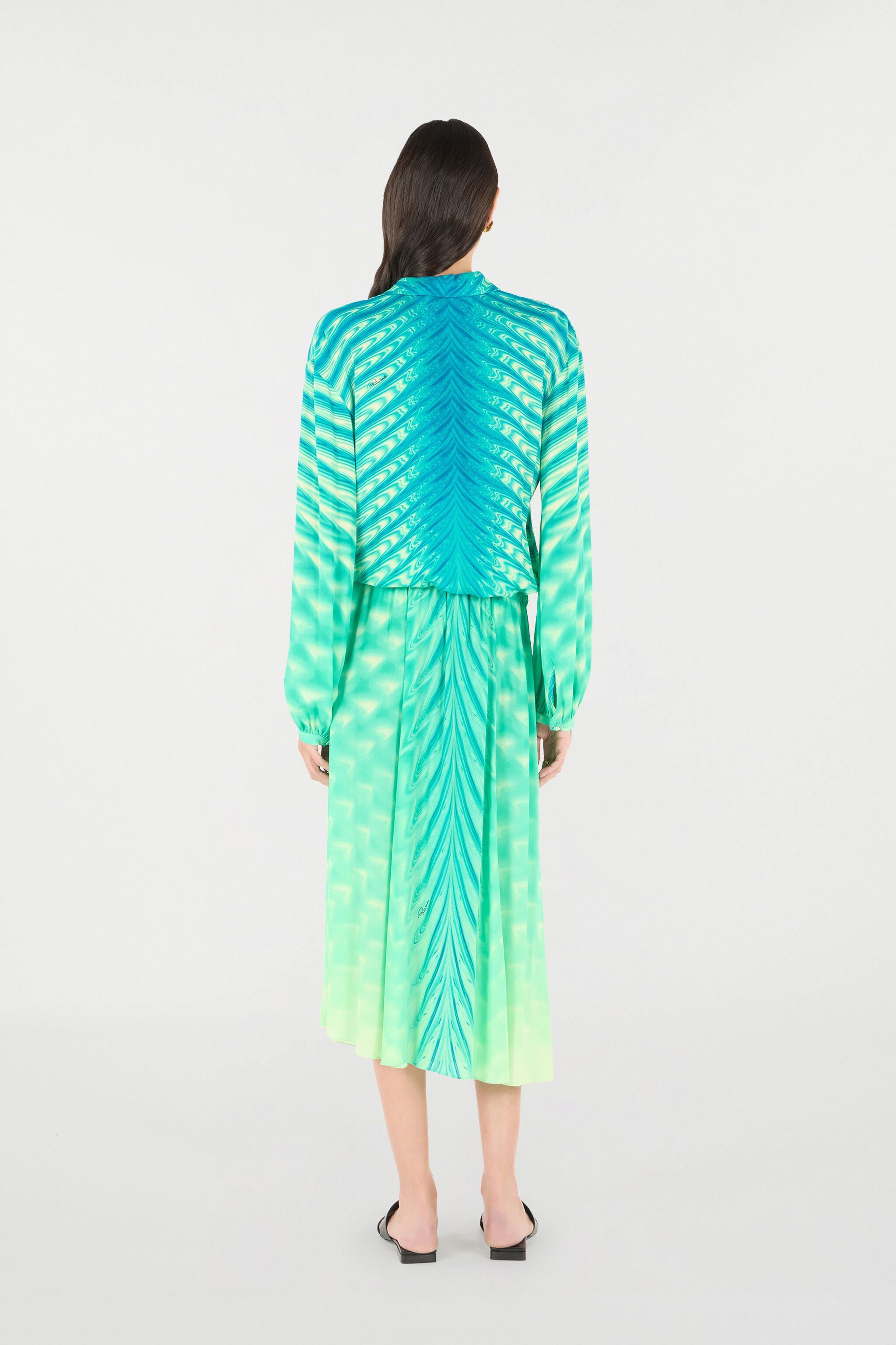 RC Shirt Dress With All-Over Print Light green UKT154-KWN47