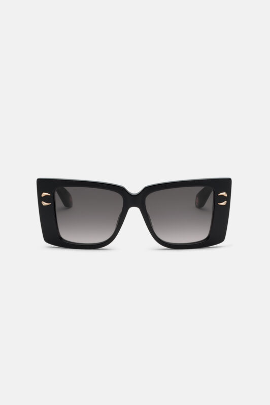 RC Sunglasses with wide rectangualr front with fangs Black ALD023-ID180