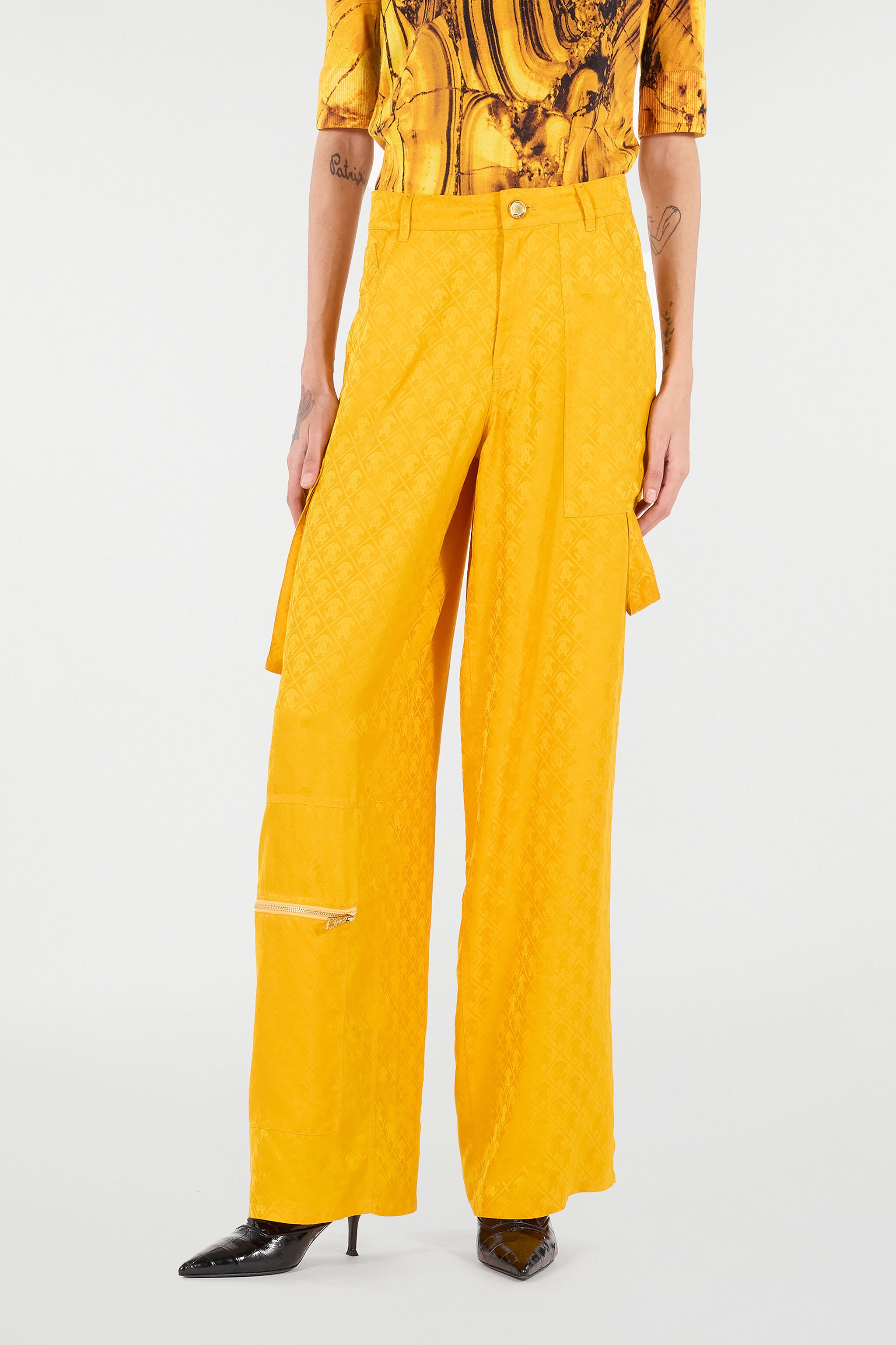 RC Pantaloni Con Monogram Mirror Snake All Over Giallo VKT202-RK010