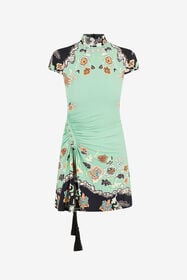 RC Kimono Print Mini Dress GREEN/BLACK XQT159-LNT25