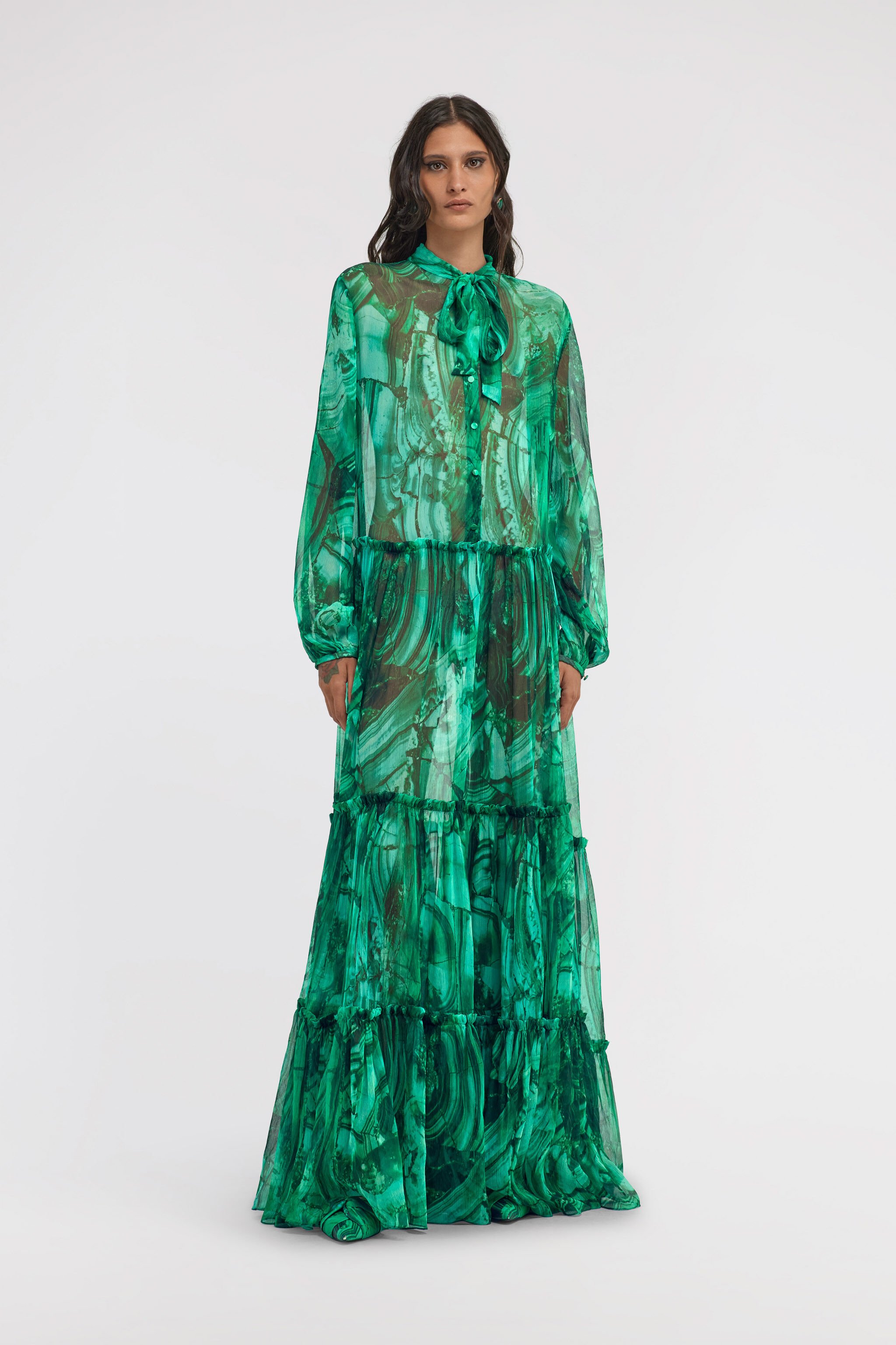 RC Maxikleid mit Malachite-Print Grün TKT146-CKN06