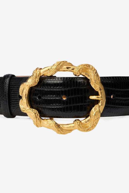 RC Black Belt with Cobra Print and Snake Buckle Noir VWC001-PZ119