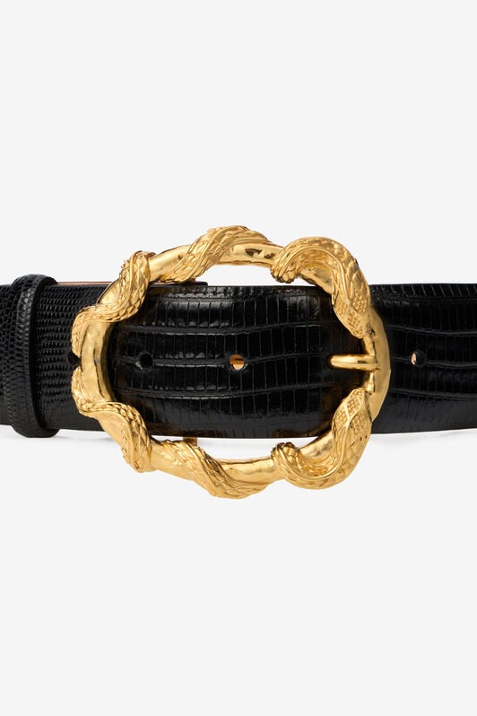 RC Cintura Nera Con Stampa Cobra E Fibbia Serpenti RC Cintura Nera Con Stampa Cobra E Fibbia Serpenti Nero VWC001-PZ119