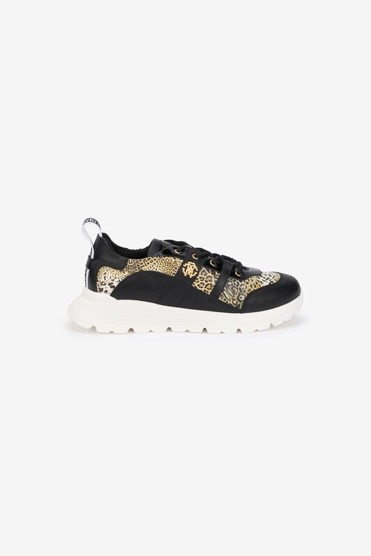 RC Leopard Print Leather Sneakers RC Leopard Print Leather Sneakers BLACK/JAGUAR QOS01G-PZO13